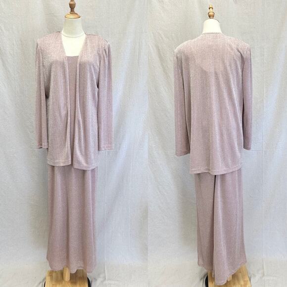 Alex Evenings formal metallic maxi sheath slinky dress & open jacket set size 12 - Picture 15 of 15